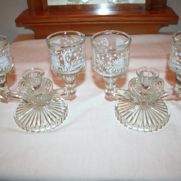 Reduced! 3 LIGHT CANDLESTICK - Cosmos Clear by Jeannette (6pcs) - Picture 1 of 9